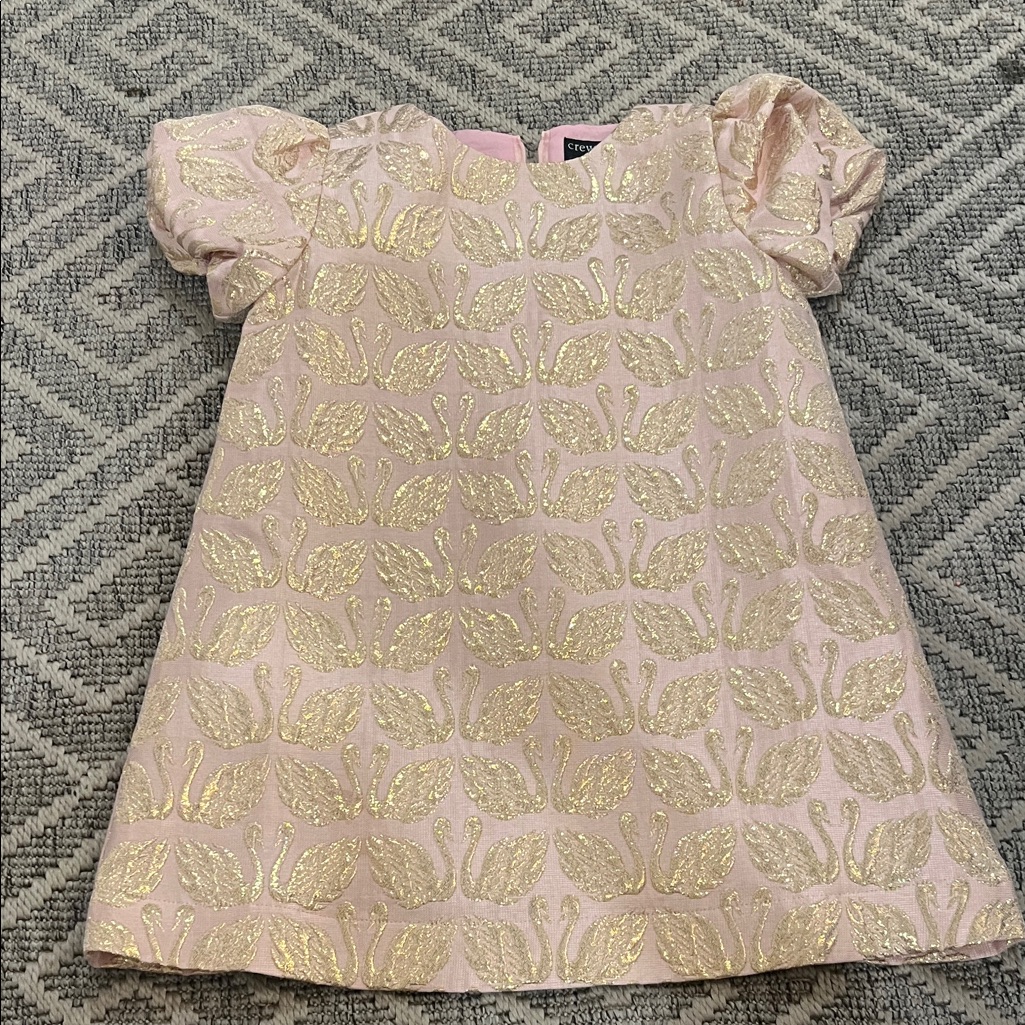Crewcuts Blush And Gold Swan Dress